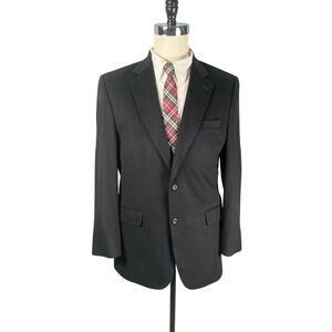 Jos A Bank Sport Coat Mens 41L Black 100% Cashmere Two Button Gordon